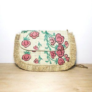 KAYU Amelia Embroidered Straw Clutch (O/S)